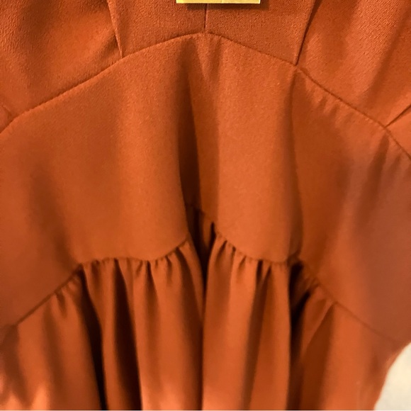 NWT Alexia Admor August Brown Drape Fit N Flare Midi Dress - 10 - Picture 8 of 12